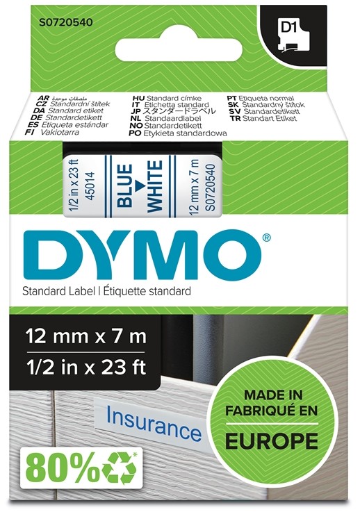Dymo D1 12MMx7M SIN/VALK