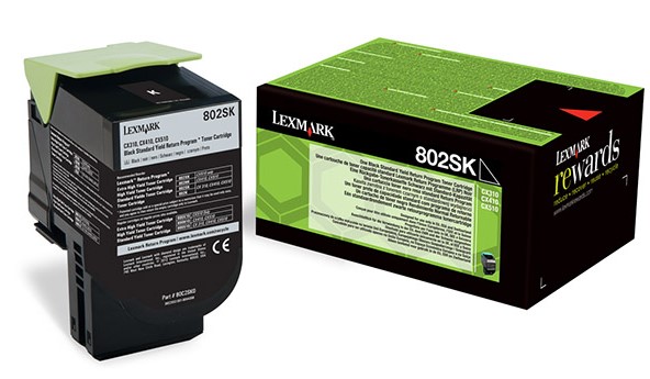 Lexmark CX310/CX410/CX510 2,5K palautusvärikasetti musta 802SK