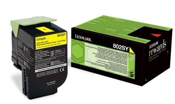 Lexmark CX310/CX410/CX510 2K palautusvärikasetti kelt 802SY