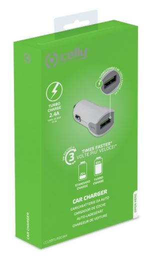 Celly Autolaturi TURBO 1USB 2.4A Valkoinen - Image 3