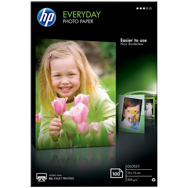 HP valokuvapaperi kiiltävä 8mm 100x150mm 200g/m2 100ark/pk