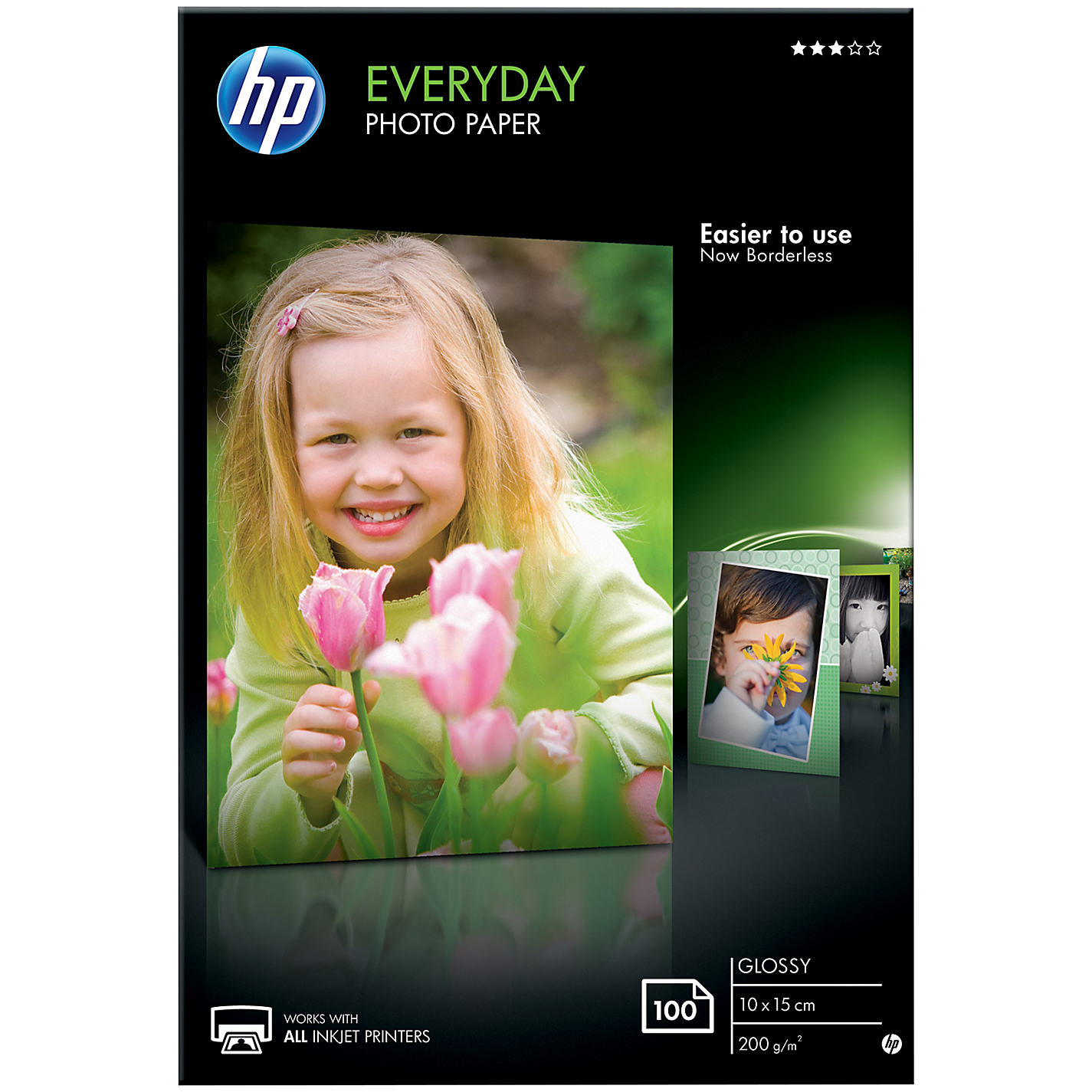 HP valokuvapaperi kiiltävä 8mm 100x150mm 200g/m2 100ark/pk