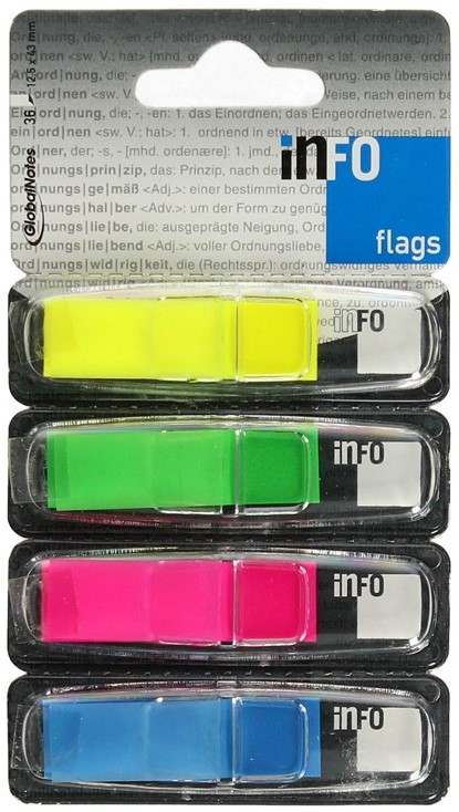 TEIPPIMERKKI 12×45 MM 4×36 KPL 4 VÄRIÄ INFO NOTES
