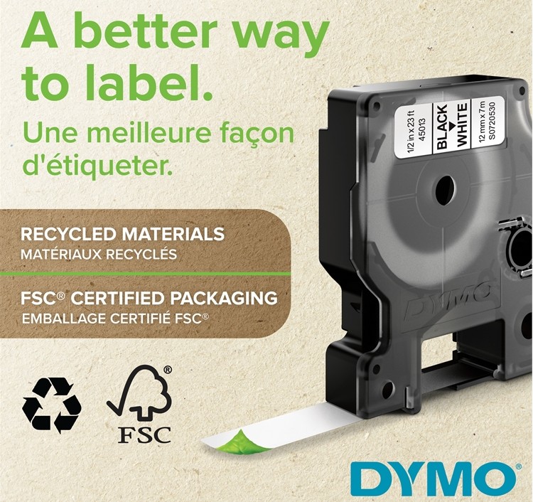 Dymo D1 9mm x 7m, musta-kelt. - Image 2