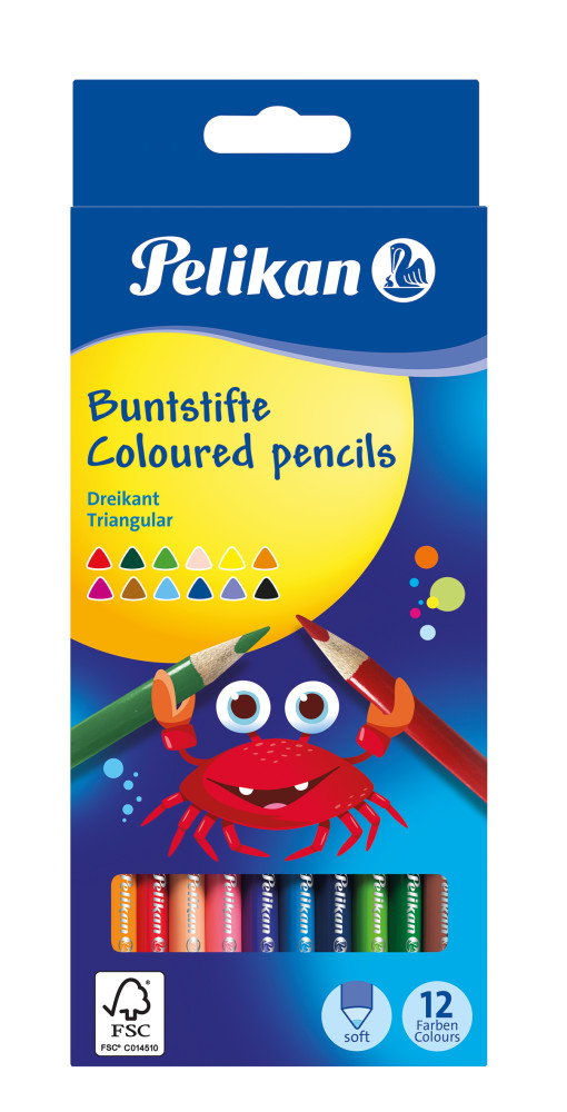 Puuvärit kolmik. 12 väriä basic Pelikan 3,0 mm