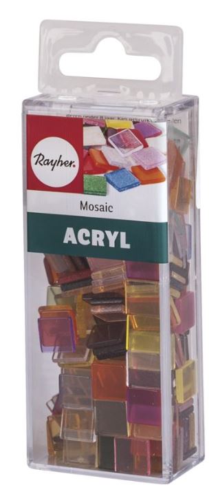 Mosaiikkipalat akryyliä, 1x1 cm, läpikuultava rasia noin. 205 kpl / 50 g värillinen Rayher - Image 2