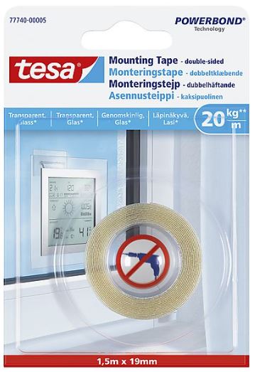 ASENNUSTEIPPI 1,5m X 19mm LÄPINÄKYVÄ