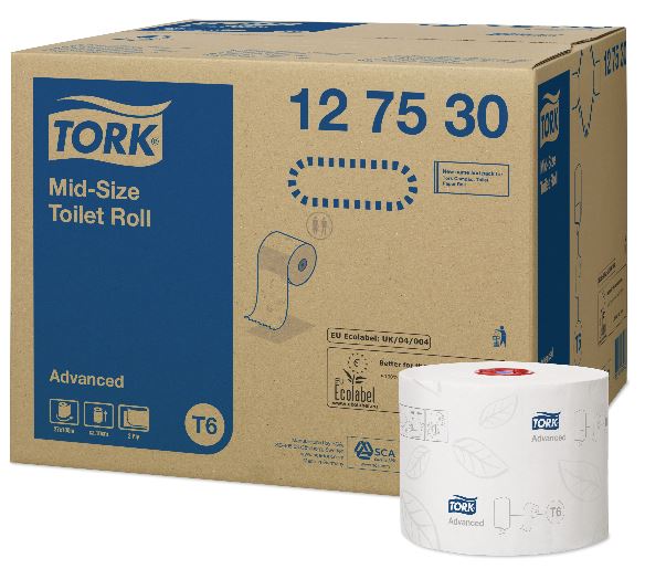 WC-PAPERI TORK MID-SIZE R6 VALKOINEN LEHTIKUVIO 27 RLL/SK