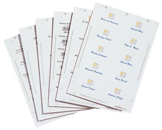 Durable nimikorttipaperi, 54x90mm, 20 kpl A4 arkkia/pkt