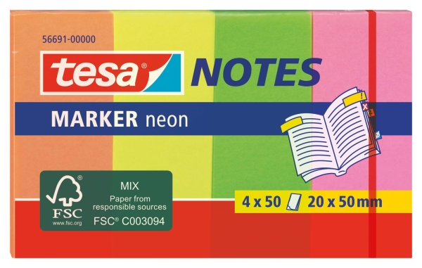 Viestilaput 20x50mm 4×50 kpl neon