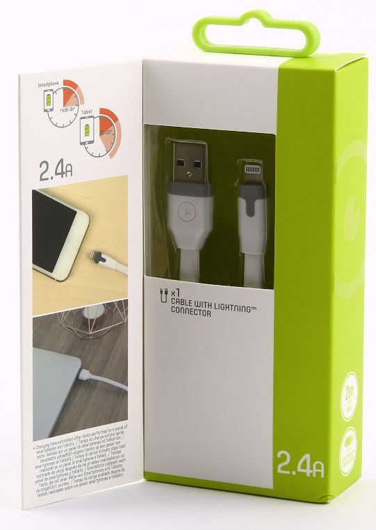 Data- ja latauskaapeli 2M, USB 2,4A, Lightning MFI valkoinen Iphone, Ipad Muvit