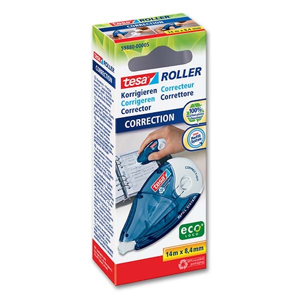 Korjausroller 8,4mm x 14 m, uudelleentäytettävä, EcoLogo Tesa