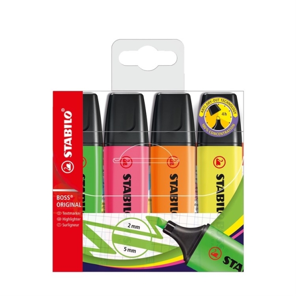 Korostuskynä 4 kpl Boss 70 neon Stabilo