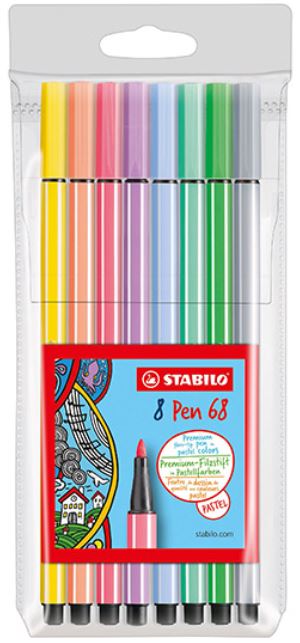 Kuitukärkikynä 8 kpl Pen 6808 pastelli Stabilo