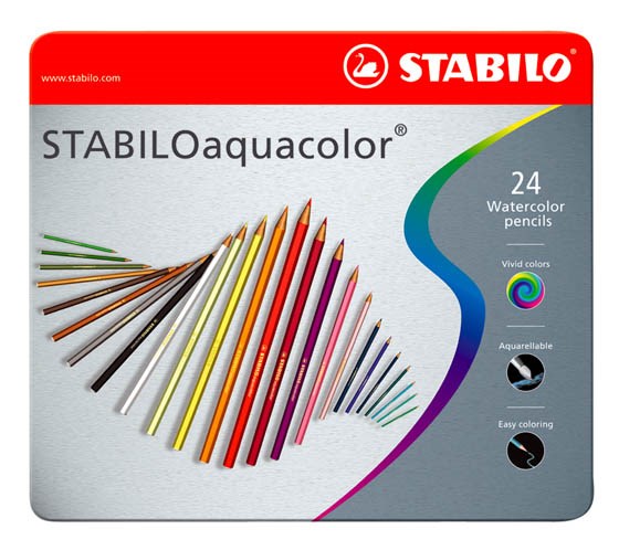 AKVARELLIKYNÄ STABILO AQUACOLOR 1624-S/24-V METALLIRAS. STABILO