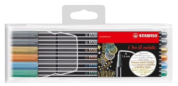 Kuitukärkikynä Stabilo Pen 6806/8-11 metallivärit 6 kpl