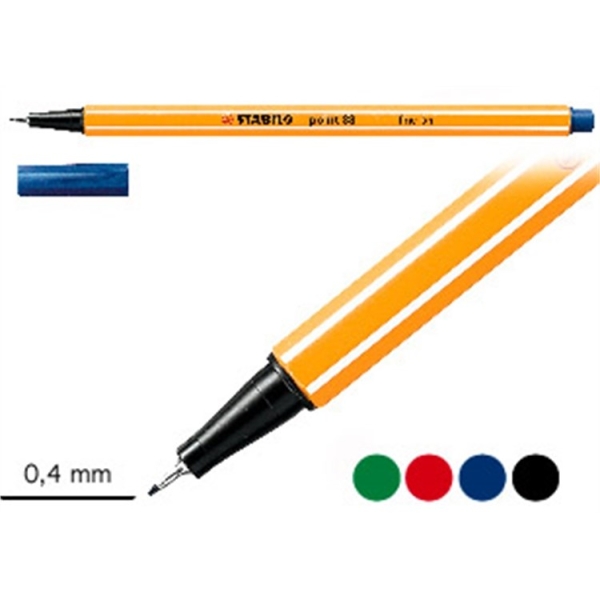 STABILO KUITUKÄRKIKYNÄ 0,4MM POINT 88 MUSTA