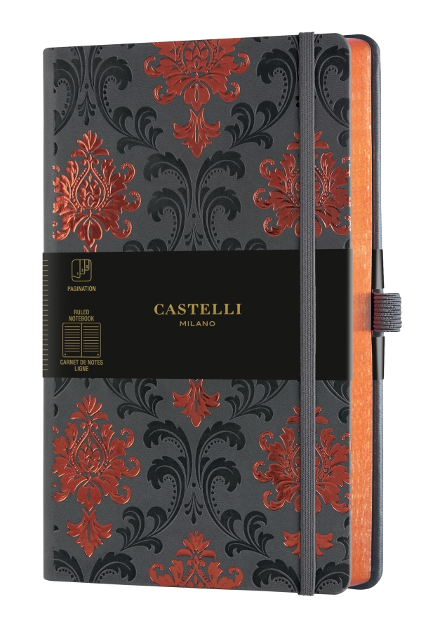 MUISTIKIRJA 13X21CM 224S VIIVALLINEN C AND G BAROQUE COPPER CASTELLI MILANO