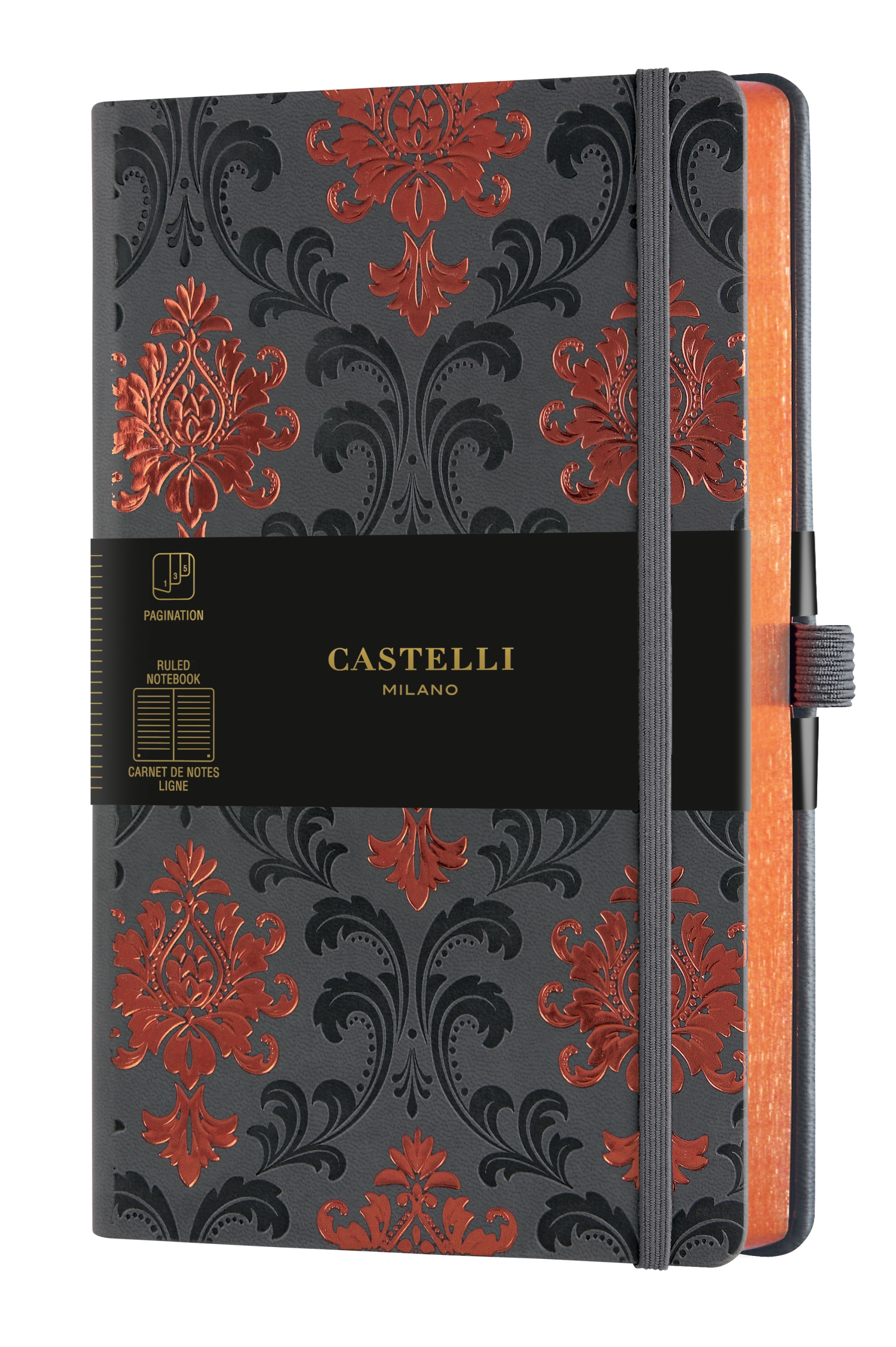 MUISTIKIRJA 13X21CM 224S VIIVALLINEN C AND G BAROQUE COPPER CASTELLI MILANO