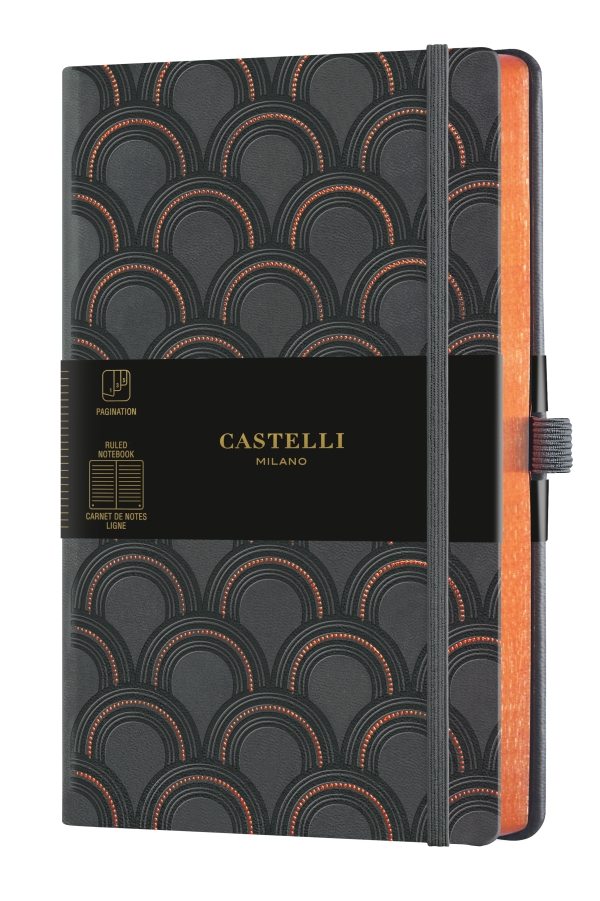 MUISTIKIRJA 13X21CM 224S VIIVALLINEN C AND G ART DECO COPPER CASTELLI MILANO
