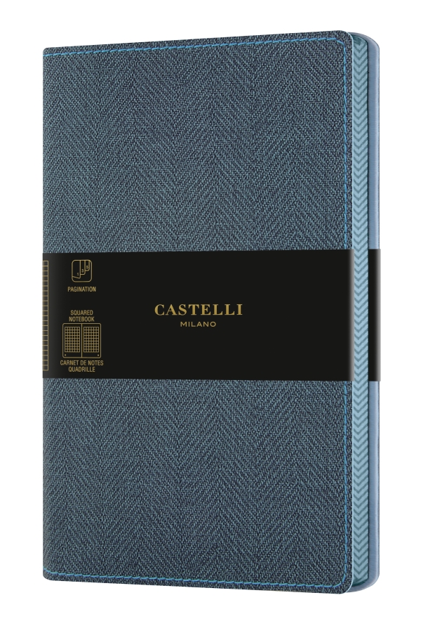 MUISTIKIRJA 13X21CM 224S RUUDULLINEN HARRIS SLATE BLUE CASTELLI MILANO