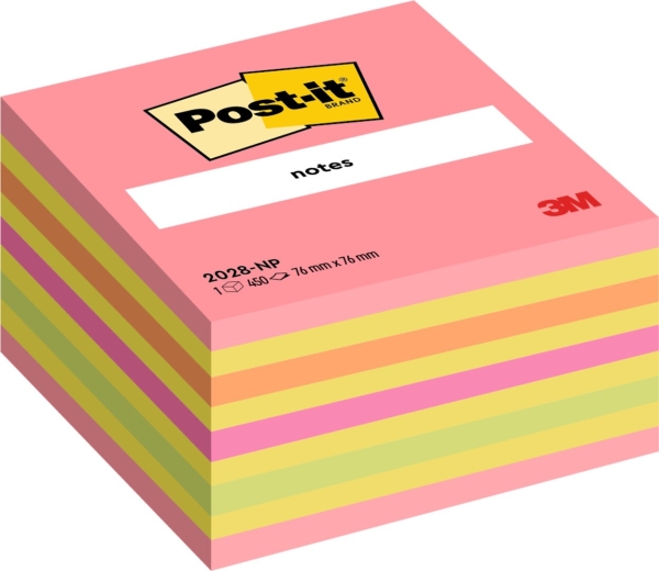 Viestilappukuutio 76x76mm, neon, 450 arkkia, 3M Post-it