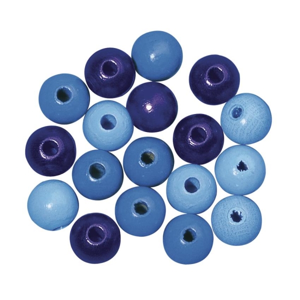 Puuhelmet mix FSC 100%, 6mm ø kiiltävä, pussissa 115kpl sininen Rayher