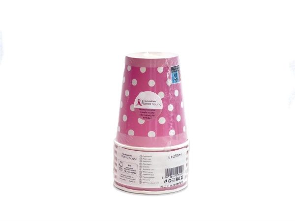 MUKI 250 ML PINKKI VALKOISET PILKUT ROOSA NAUHA