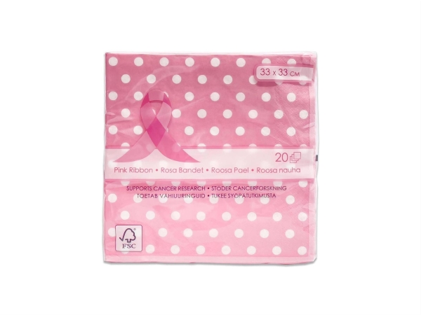 SERVETTI 33 X 33 CM PINKKI VALKOISET PILKUT ROOSA NAUHA