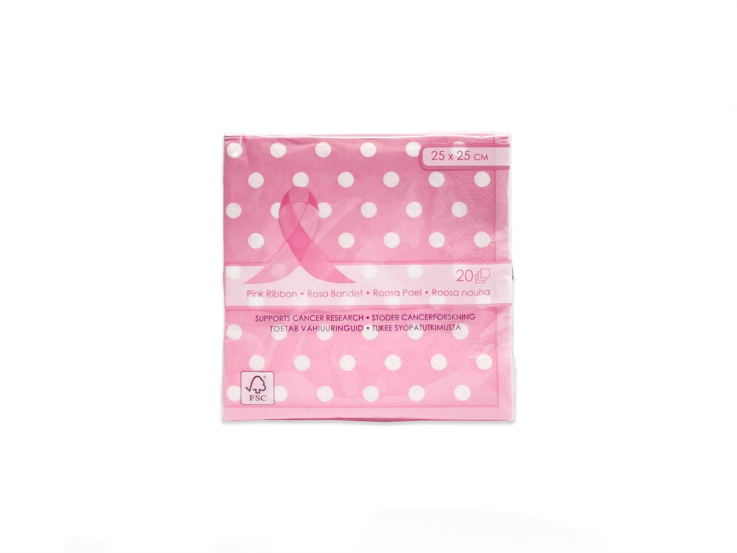 SERVETTI 25 X 25 CM PINKKI PILKUT ROOSA NAUHA