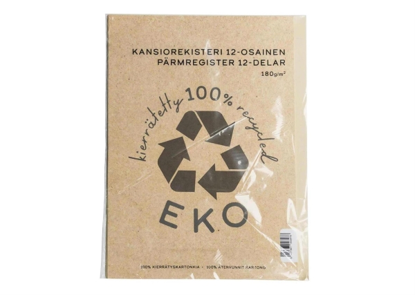 KANSIOREKISTERI A4, 12-OSAINEN BLANKO EKO