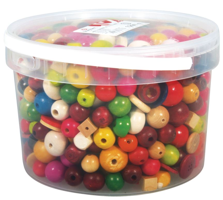 Puuhelmet 16-25 mm ø, rasiassa 1200 g värilajitelma Rayher - Image 2