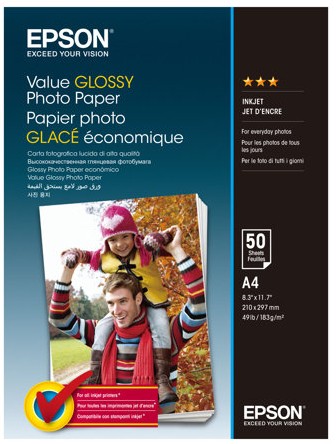 VALOKUVAPAPERI GLOSSY A4/50, 183G, Epson