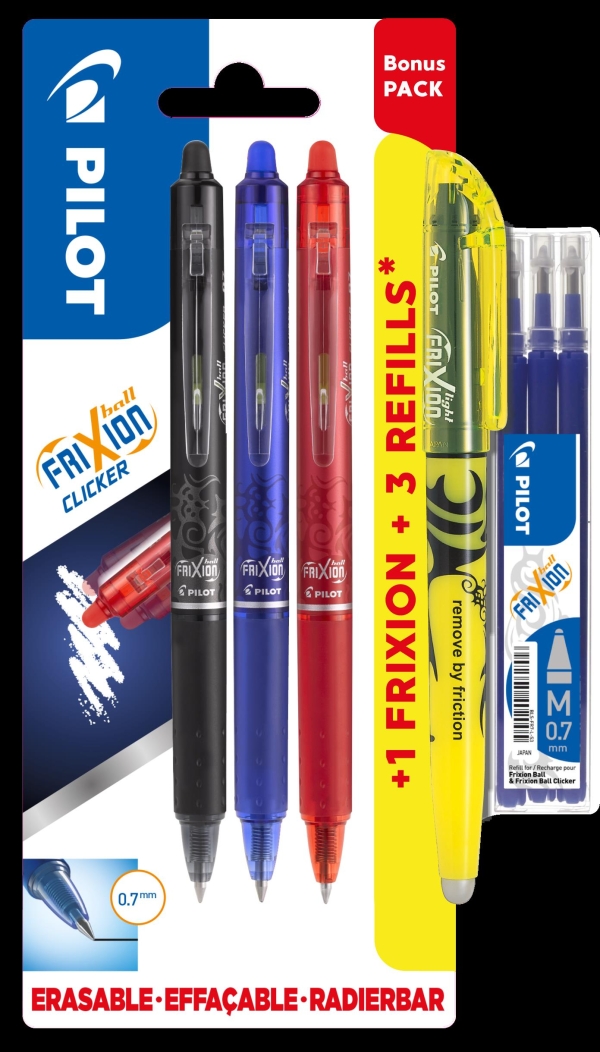 PILOT PYYHITTÄVÄT KUULAKYNÄT BONUS PACK 4 KPL + 3 TÄYTTÖÄ