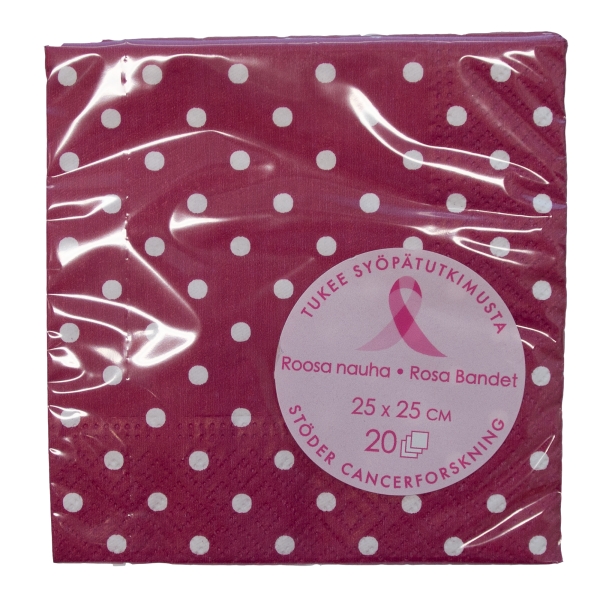 SERVETTI 25 X 25 CM BORDEAUX VALKOISET PILKUT ROOSA NAUHA