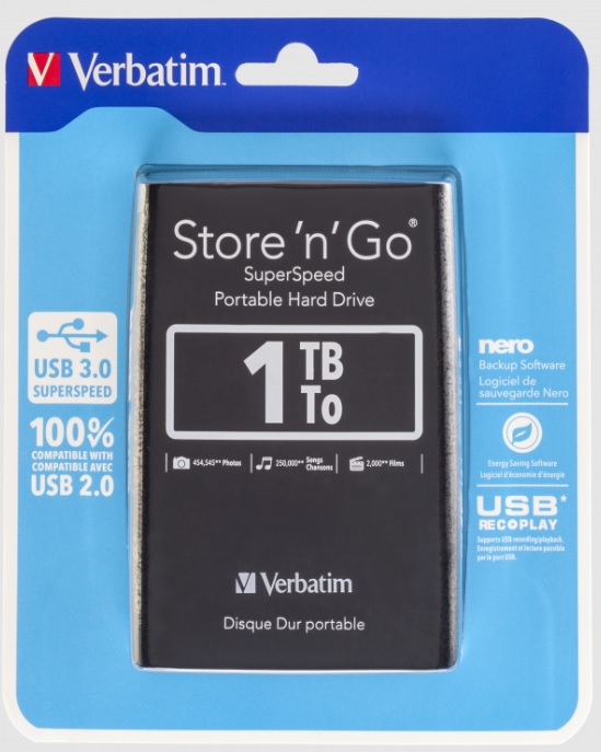 ULKOINEN KOVALEVY, MUSTA, 1TB, 2,5´´, USB 3.0 STORE´N´GO