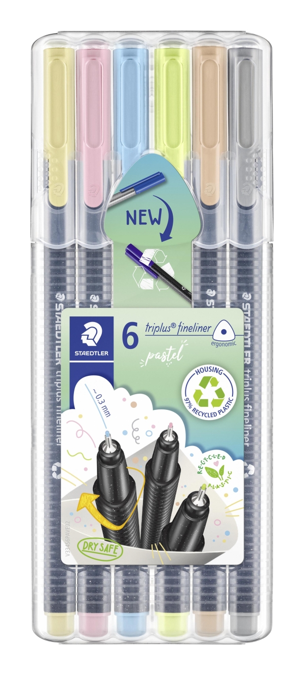 KUITUKÄRKIKYNÄ 6 KPL MUOVIKOTELOLLA PASTEL STAEDTLER