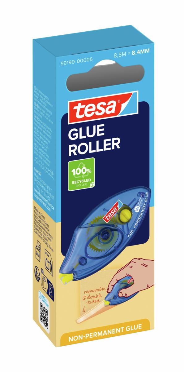 Liimaroller 8,5m x 8,4mm kertakäyttö, ei pysyvä, EcoLogo Tesa