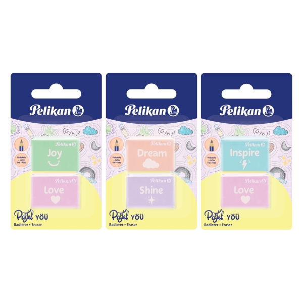 PELIKAN PYYHEKUMI PASTEL YOU 2 KPL LAJITELMA