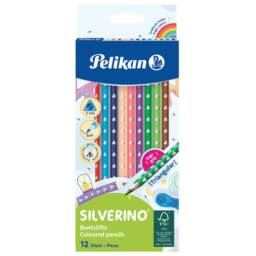 PUUVÄRIT 12 KPL KOLMIKULMA SILVERINO