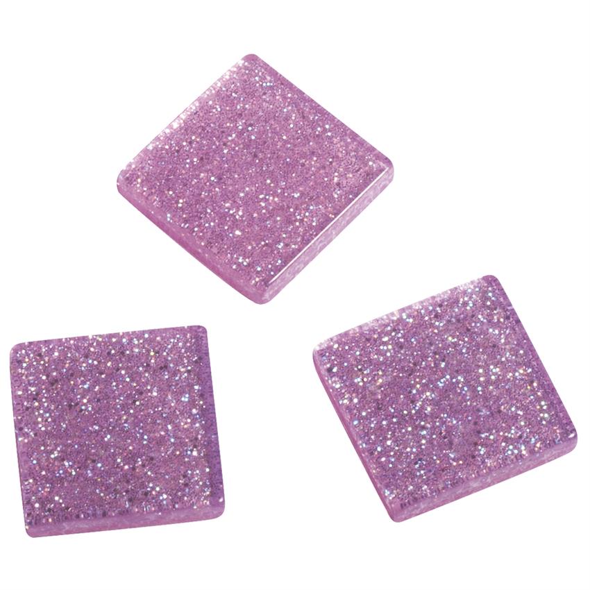 Mosaiikkipalat akryyliä, 1x1 cm, glitter rasia noin. 205 kpl / 50 g pale-pinkki Rayher