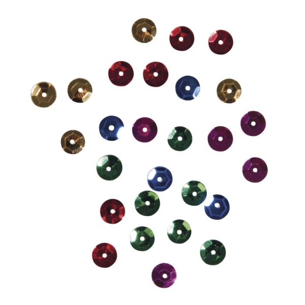 Paljetit värilajitelma, 6mm ø 6 väriä à 7g, pussissa 42g Rayher