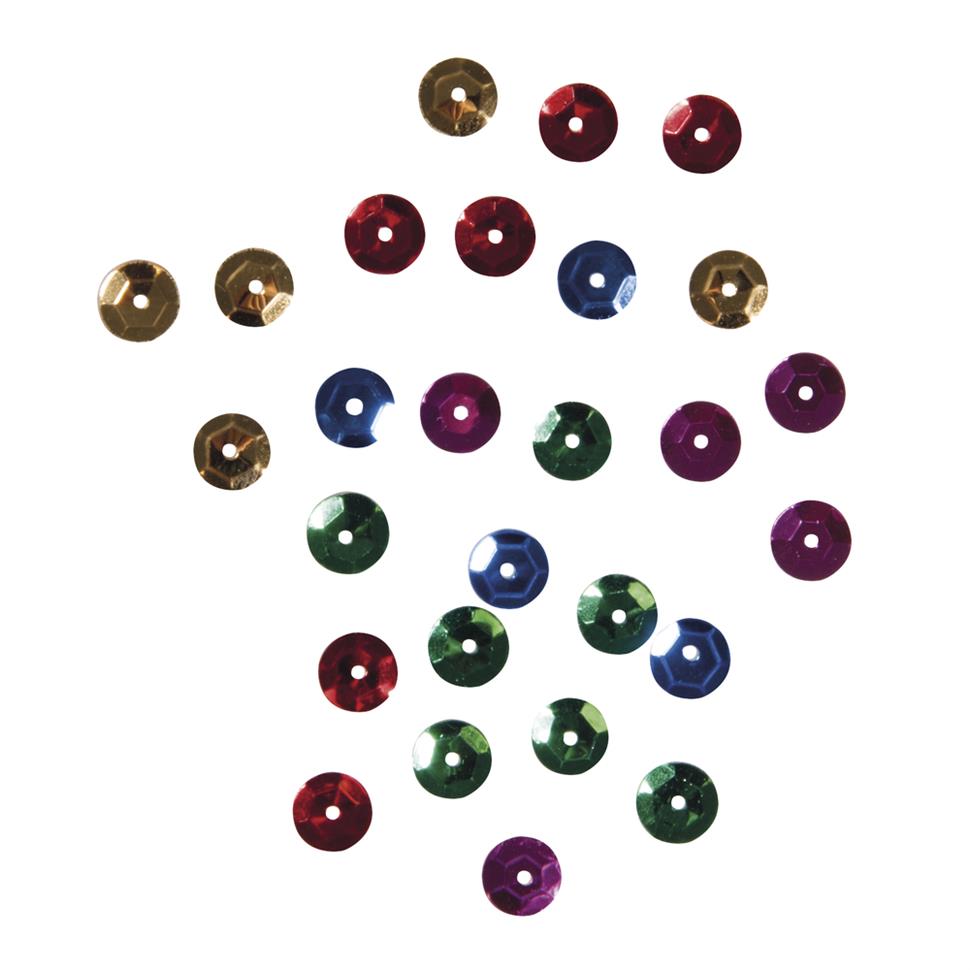 Paljetit värilajitelma, 6mm ø 6 väriä à 7g, pussissa 42g Rayher