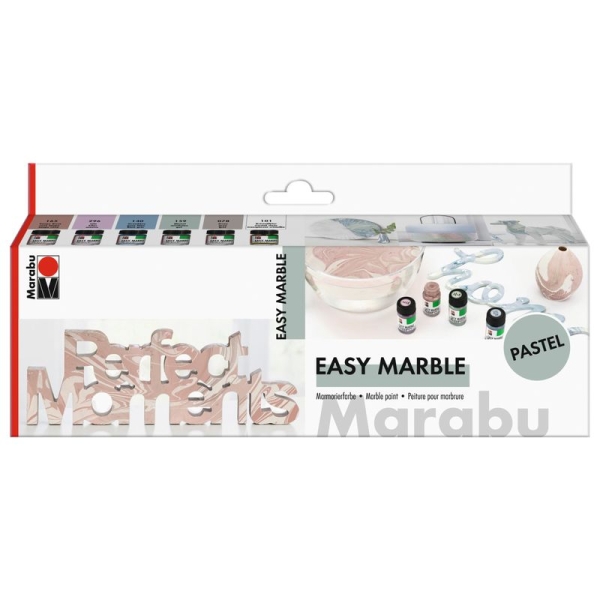 MARMOROINTIVÄRI MARABU EASY MARBLE PASTELLIVÄRIT, 6X15ML