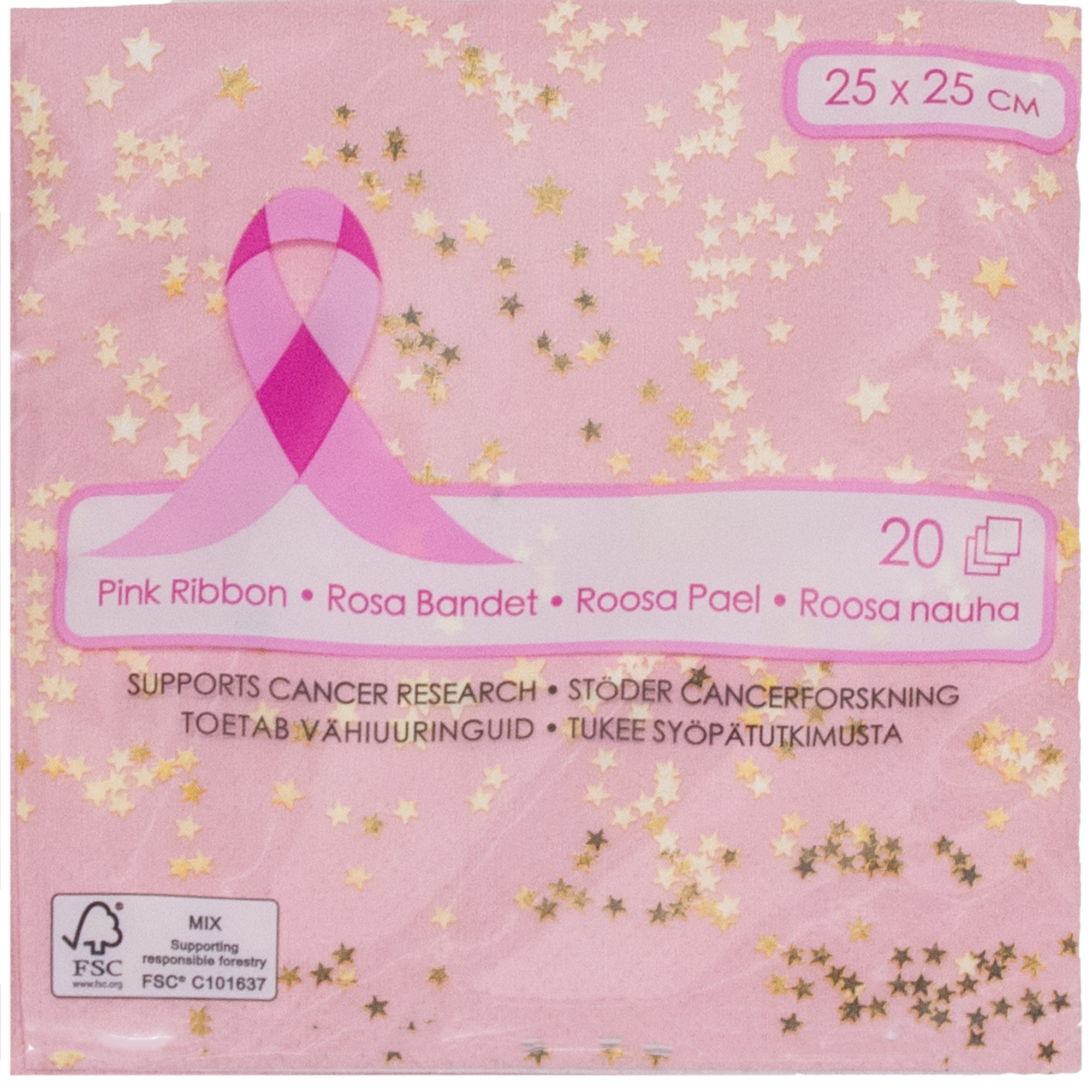 SERVETTI 25 X 25 CM PINK ROOSA NAUHA