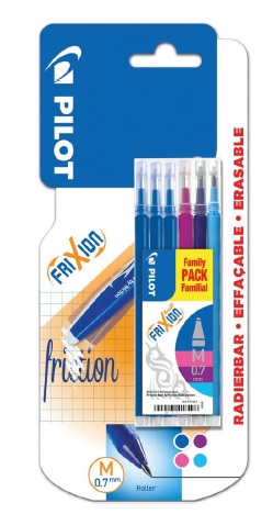 PILOT FRIXION REFILL 6 KPL SÄÄSTÖPAKKAUS LAJITELMA (3 SIN,1 PINKKI,1 VIOLETTI, 1 SIN.)