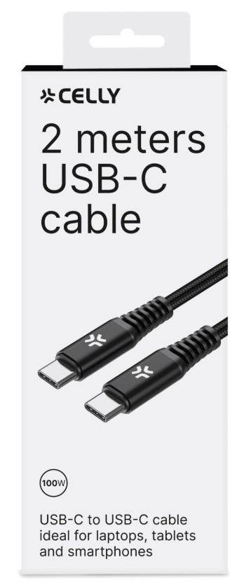 CELLY DATA-JA LATAUSKAAPELI USB-C – USB-C 2M 100W - Image 2