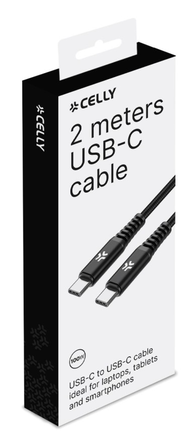 CELLY DATA-JA LATAUSKAAPELI USB-C – USB-C 2M 100W - Image 3