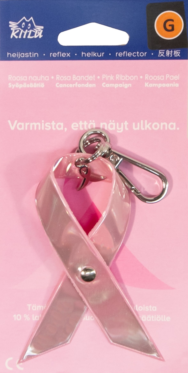 Kiilu G Roosa nauha logo koruheijastin