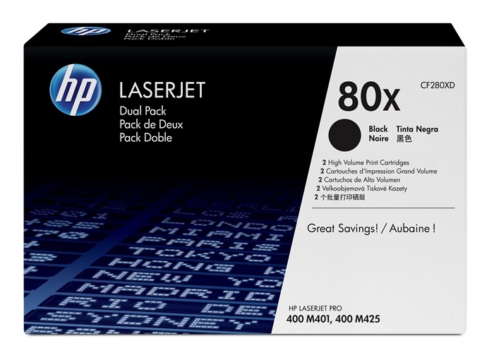 VÄRIKASETTI HP 80X CF280XD HP PRO 400 M401 MUSTA DUAL PACK